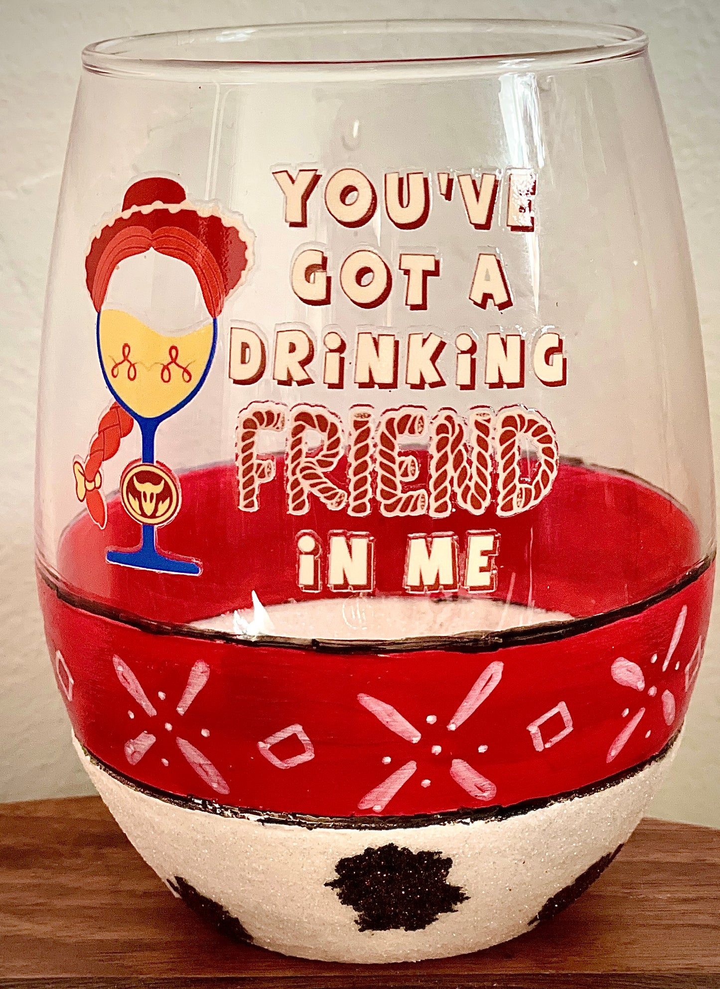 Jesse-Toy Story inspired wine glass