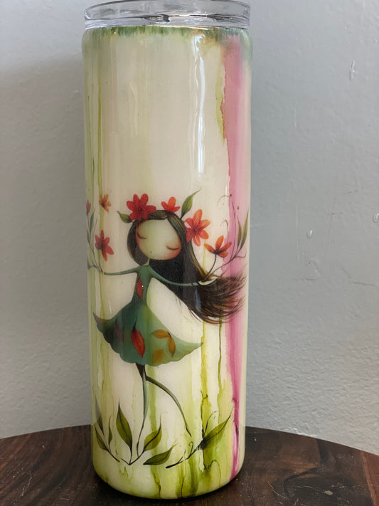 Whimsical spring girl 20oz tumbler