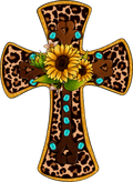 Leopard Gem Sunflower Cross