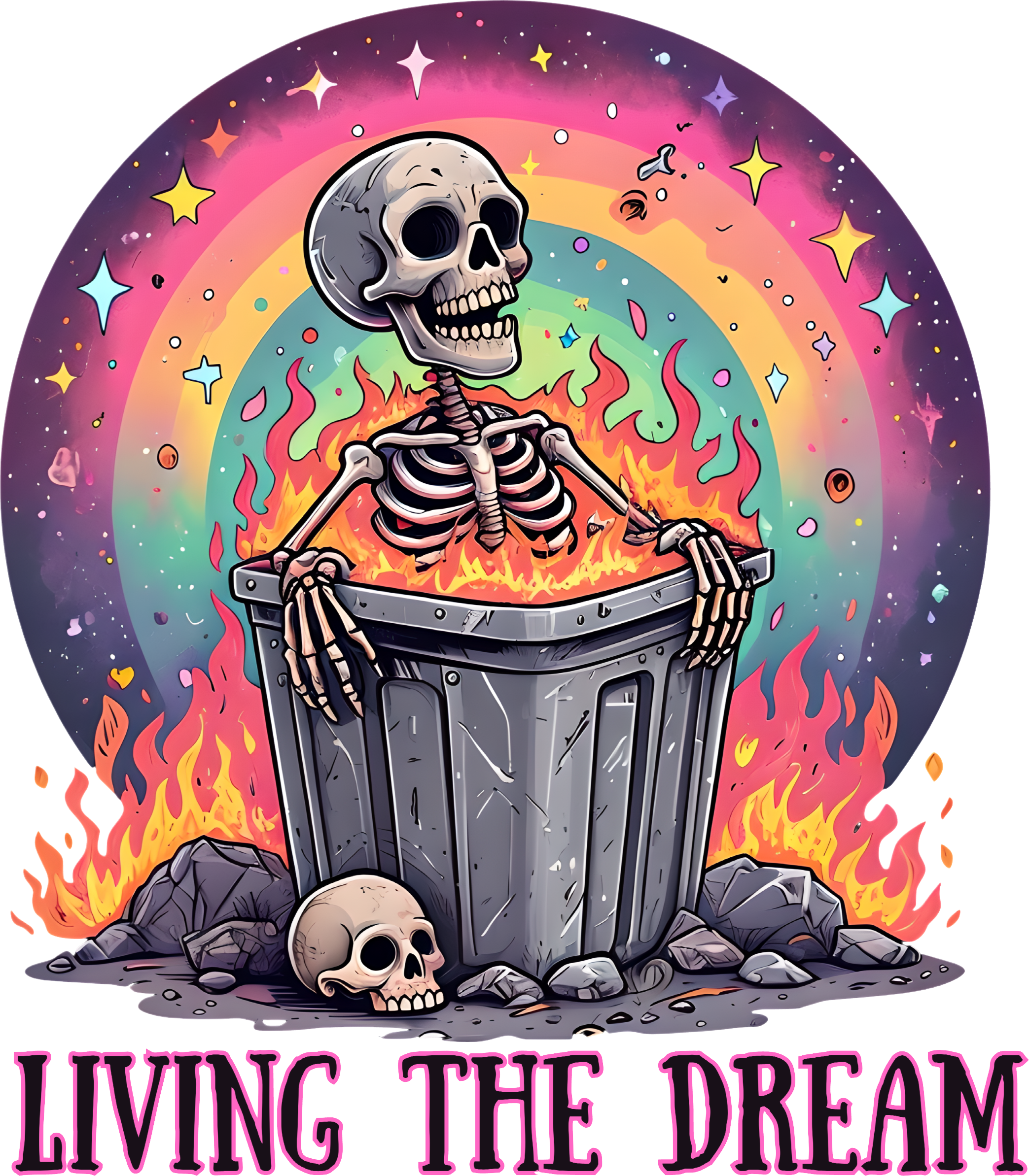 Living The Dream Dumpster Fire Decal