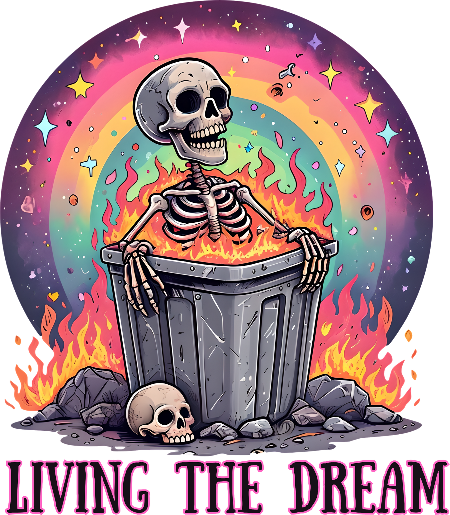 Living The Dream Dumpster Fire Decal