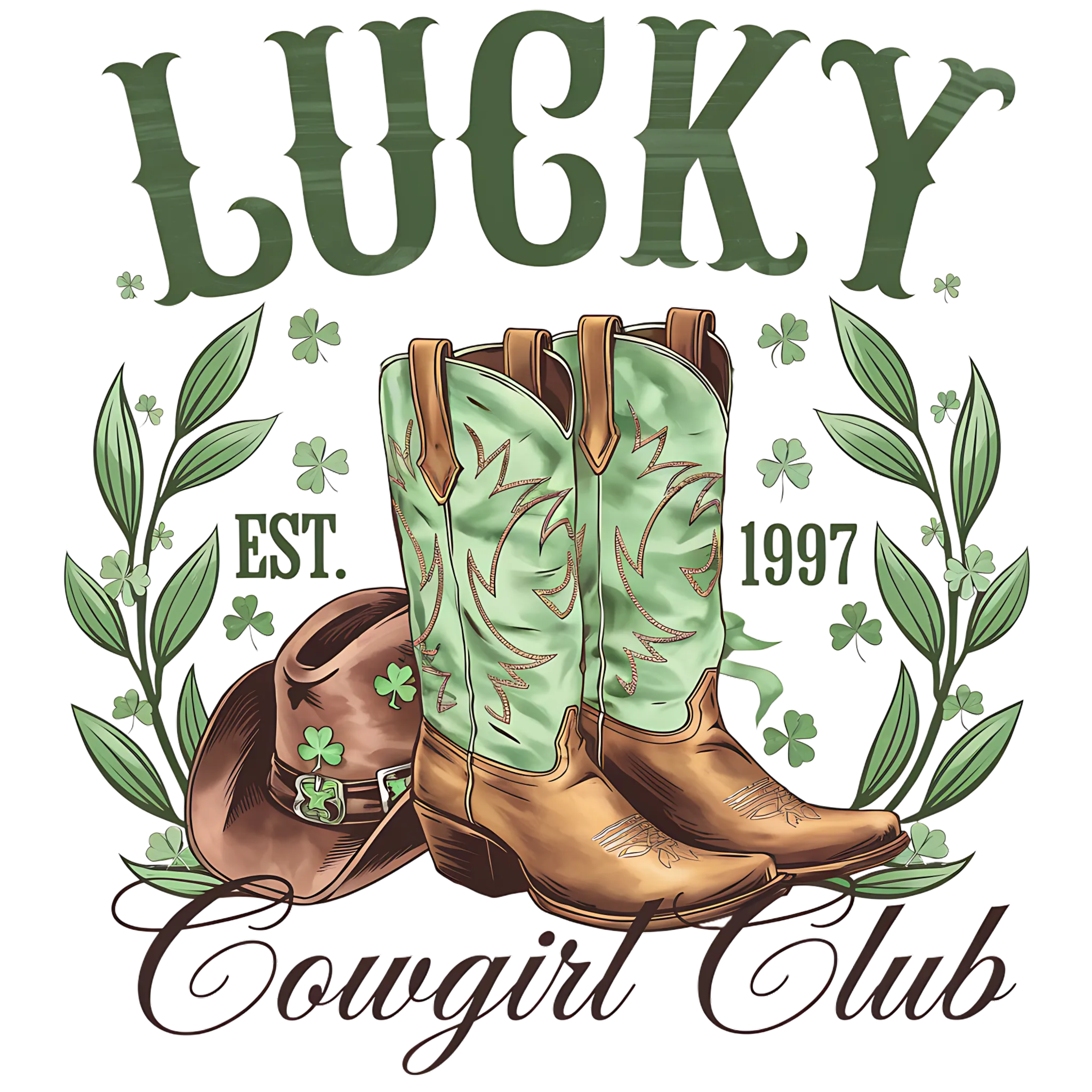 St. Patrick's Day Collection- Lucky Cowgirl UVDTF decal