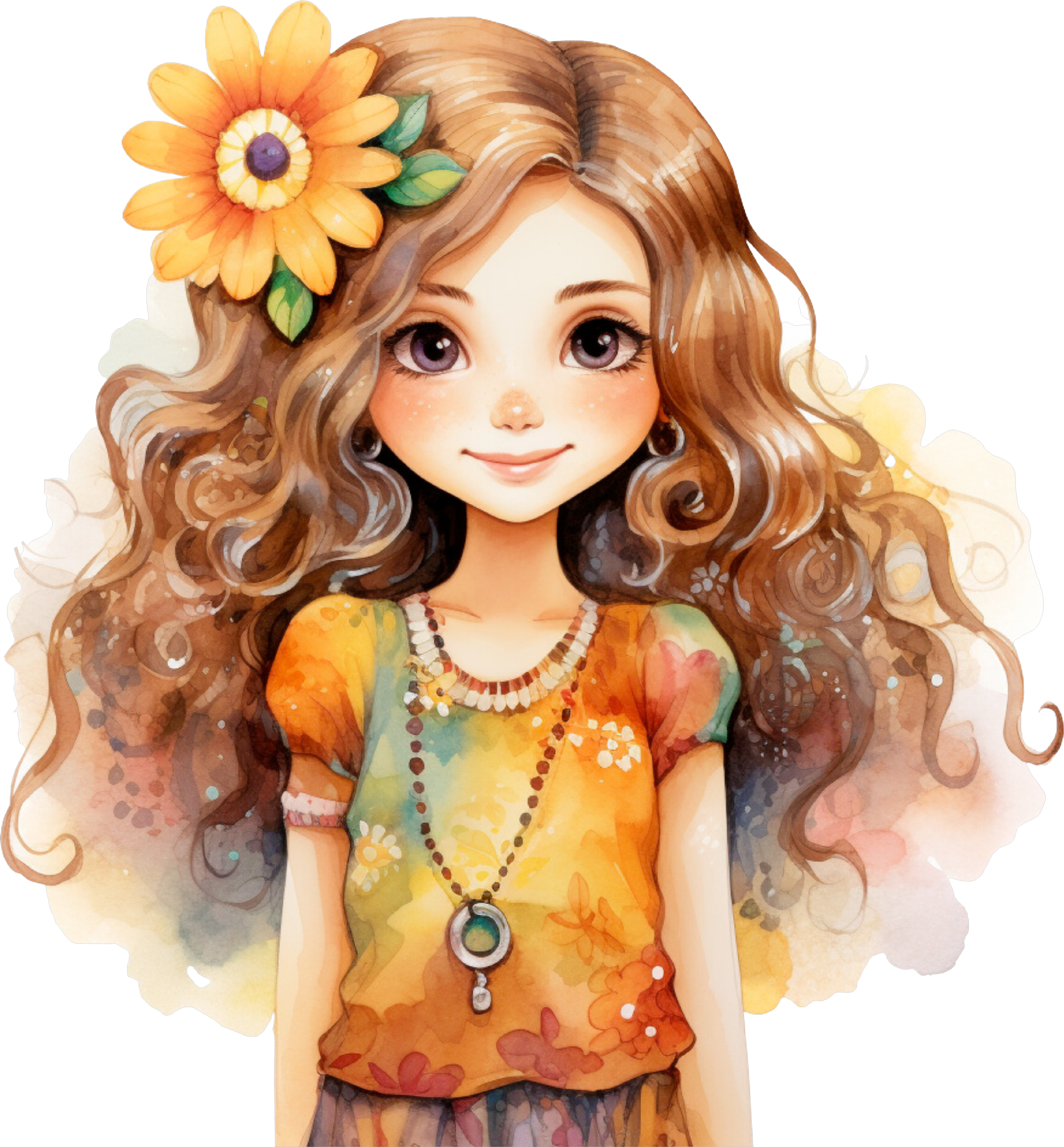 Orange Girl w Flower