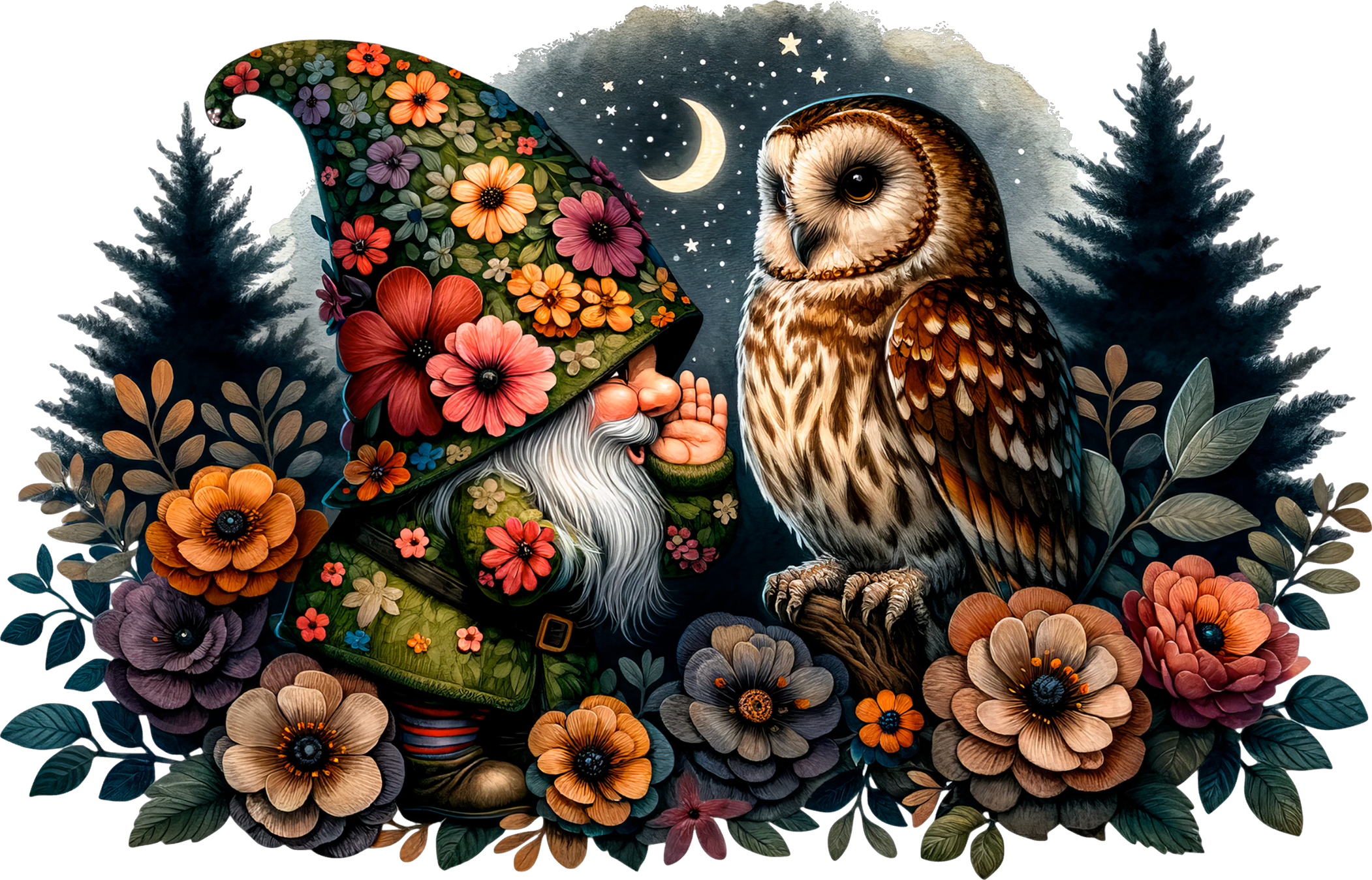 Gnome and Owl Decal