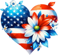 Patriotic Heart w Flowers