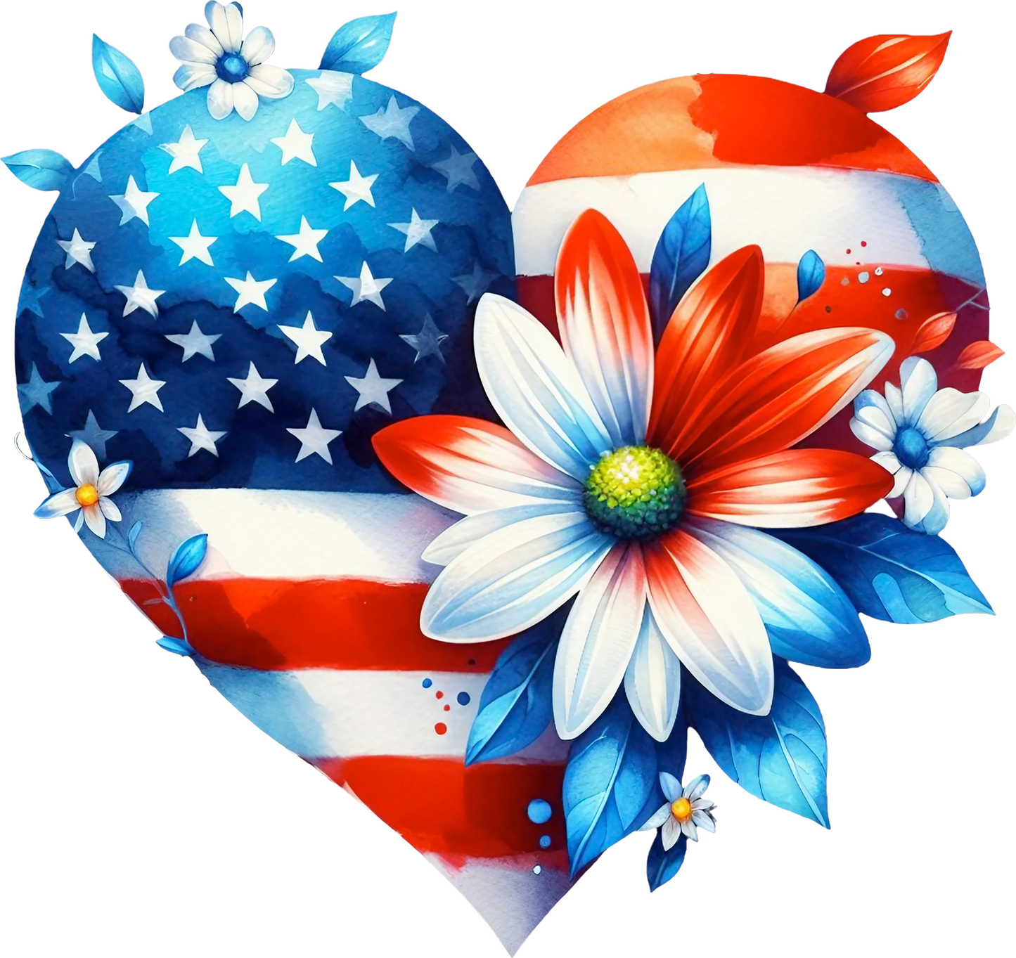 Patriotic Heart w Flowers