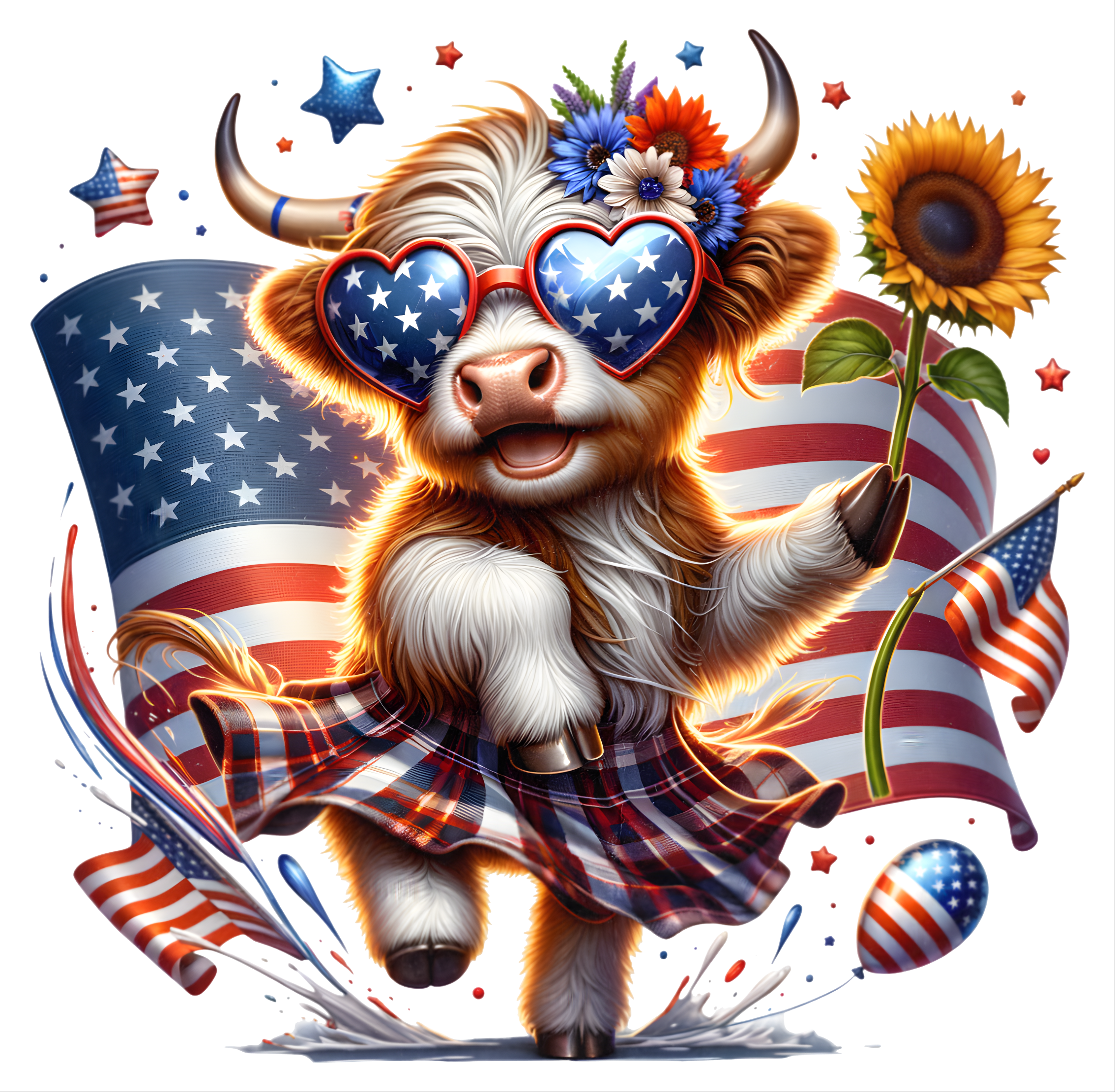 Patriotic Highland Cow 2