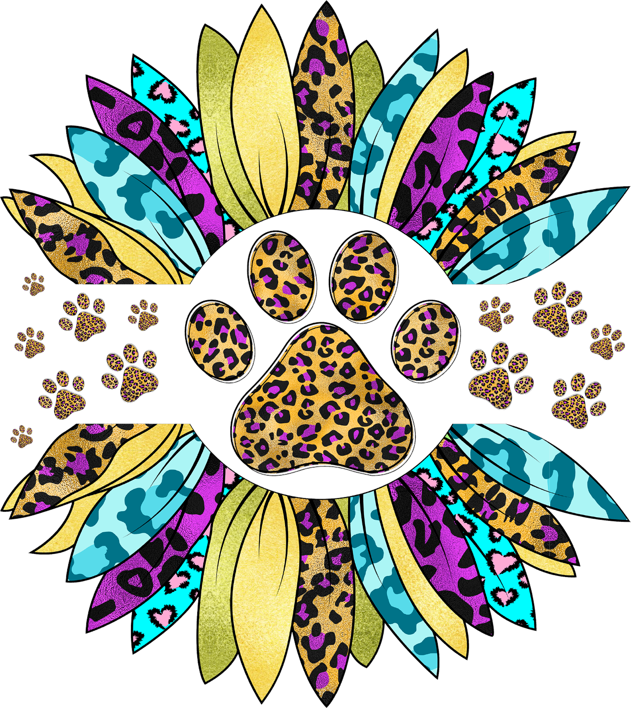 Paw Print Leopard Sunflower