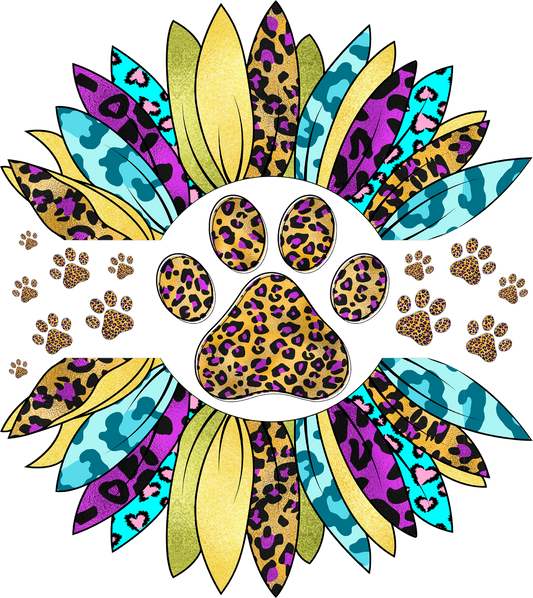 Paw Print Leopard Sunflower