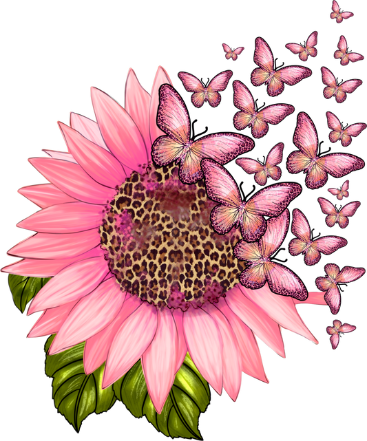 Pink Sunflower Butterflies