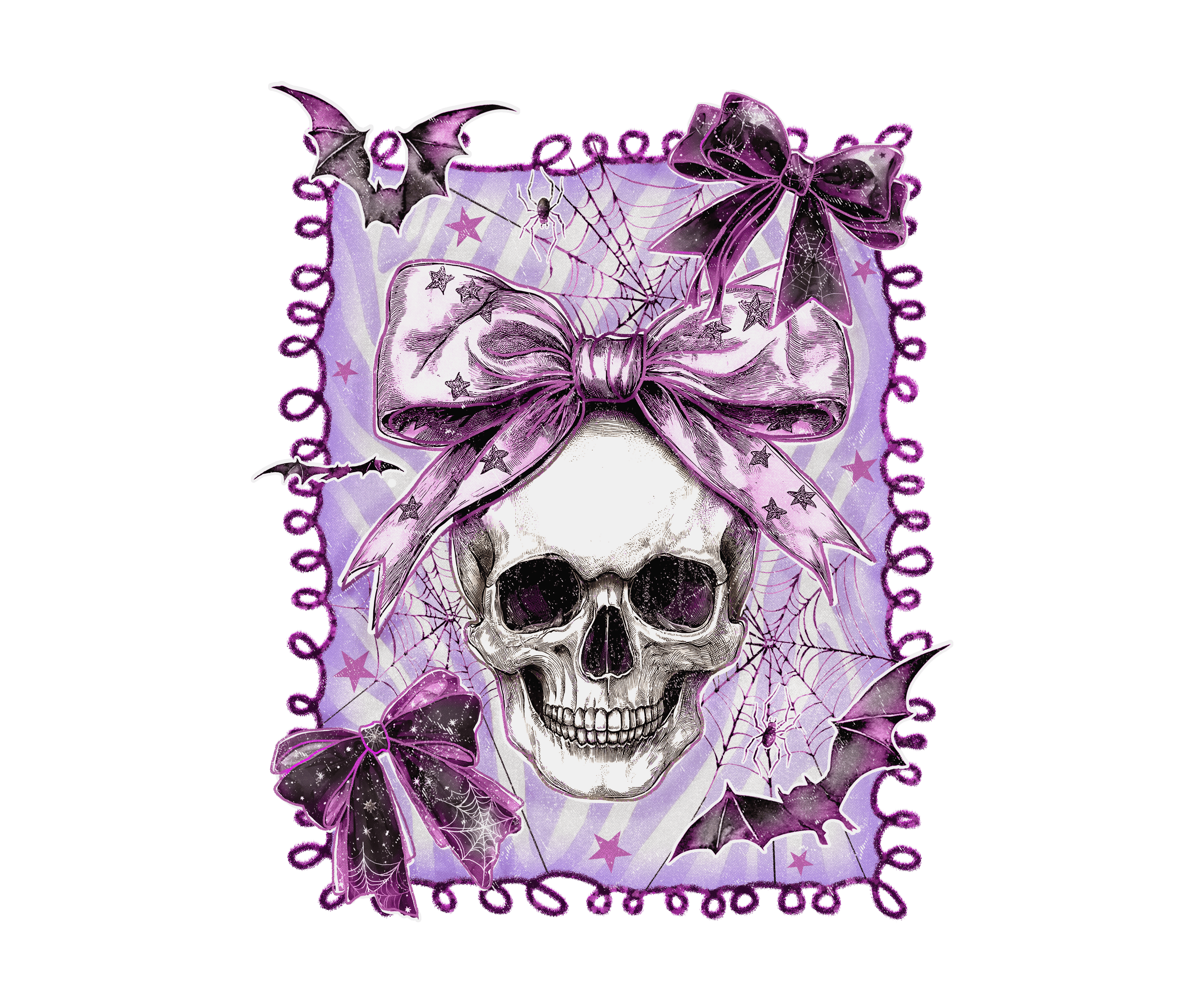 Purple Batty Skull Decal