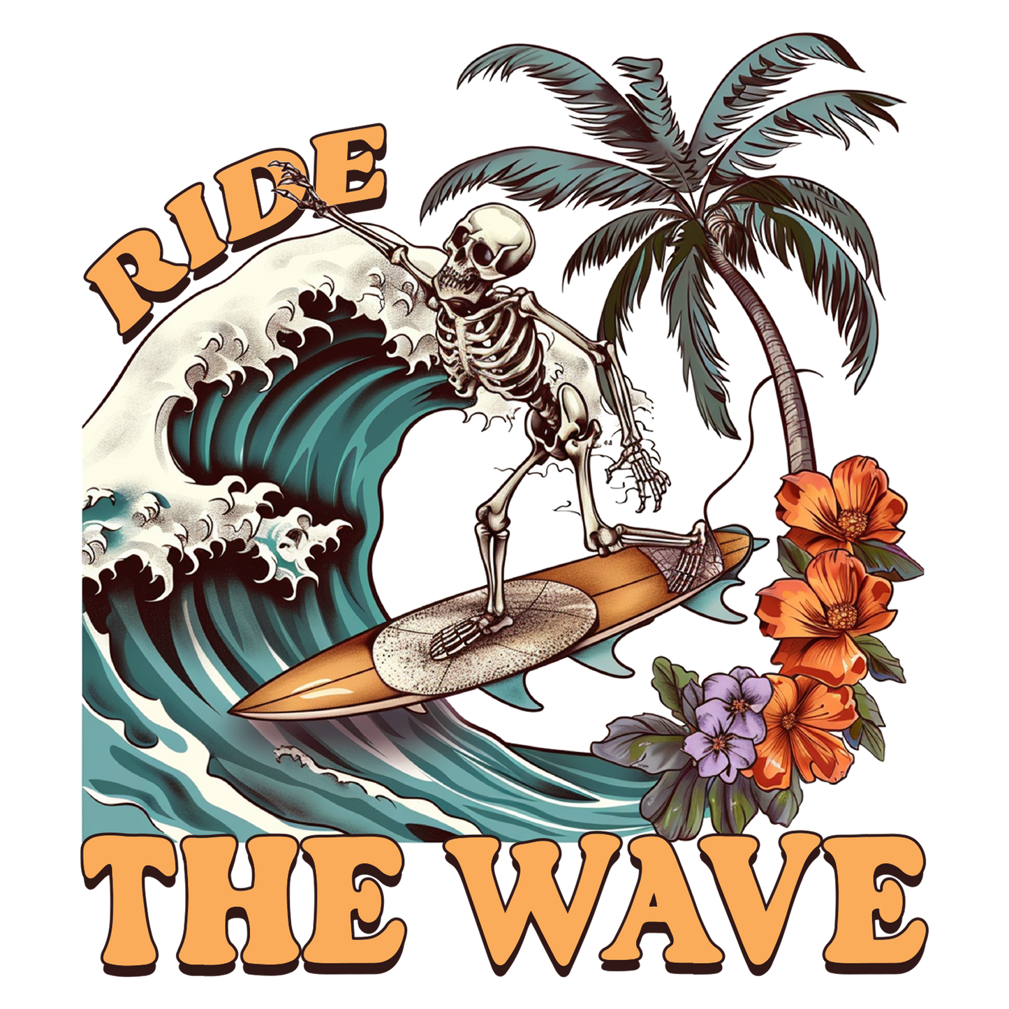 Ride The Wave Skeleton Decal