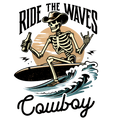Ride The Waves Cowboy Skeleton Decal