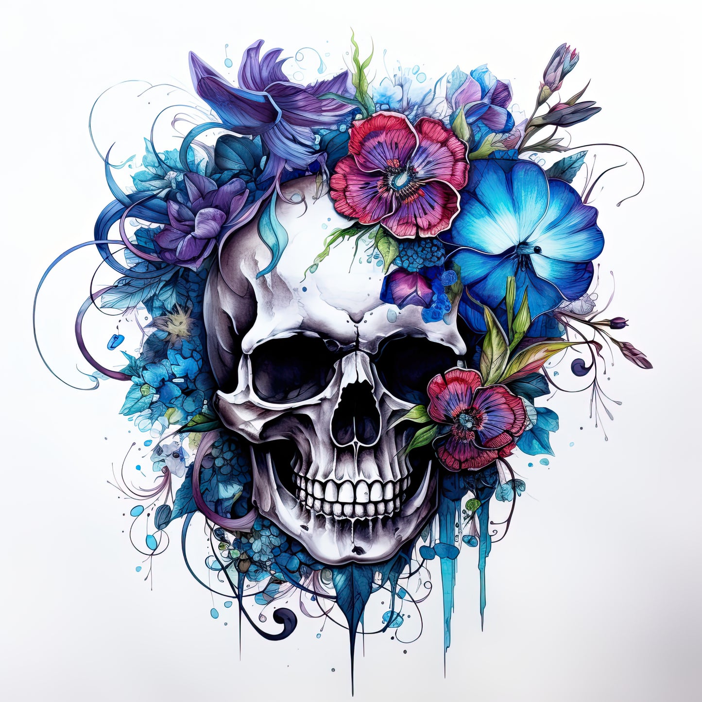 Skull w flowers