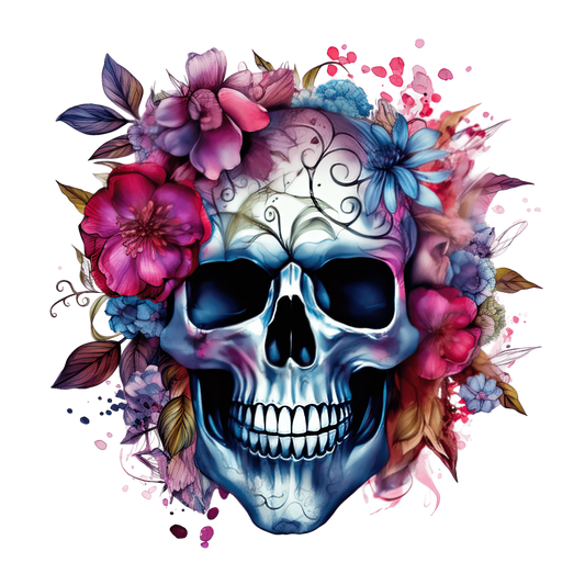 CLEAR skull w flowers 2