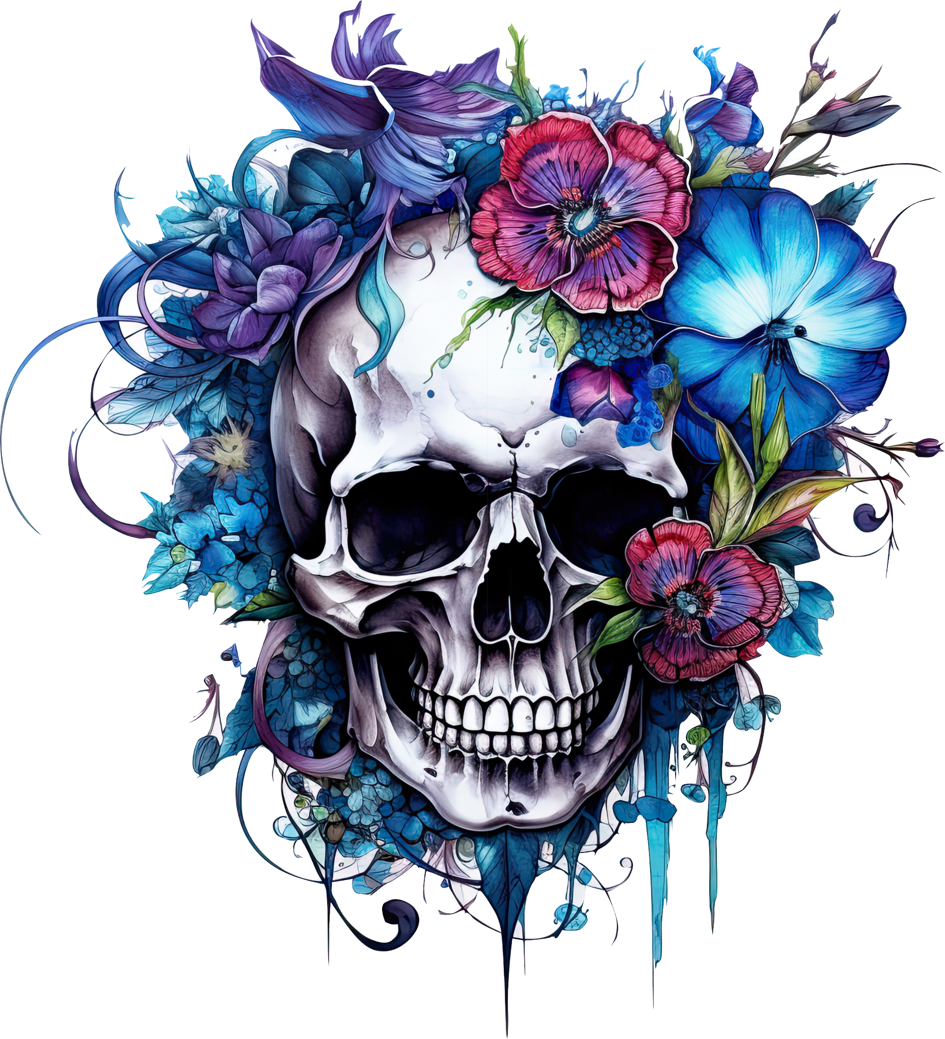 Skull w flowers