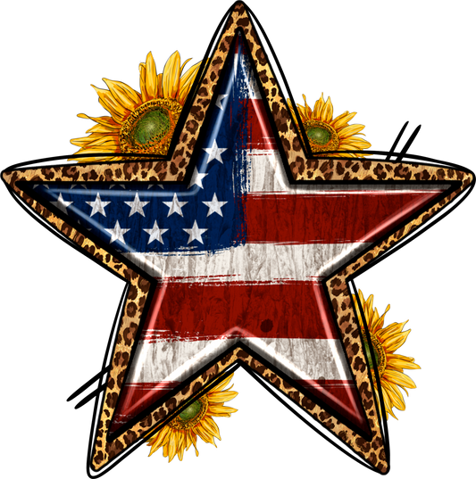 Flag Leopard Sunflower Decal