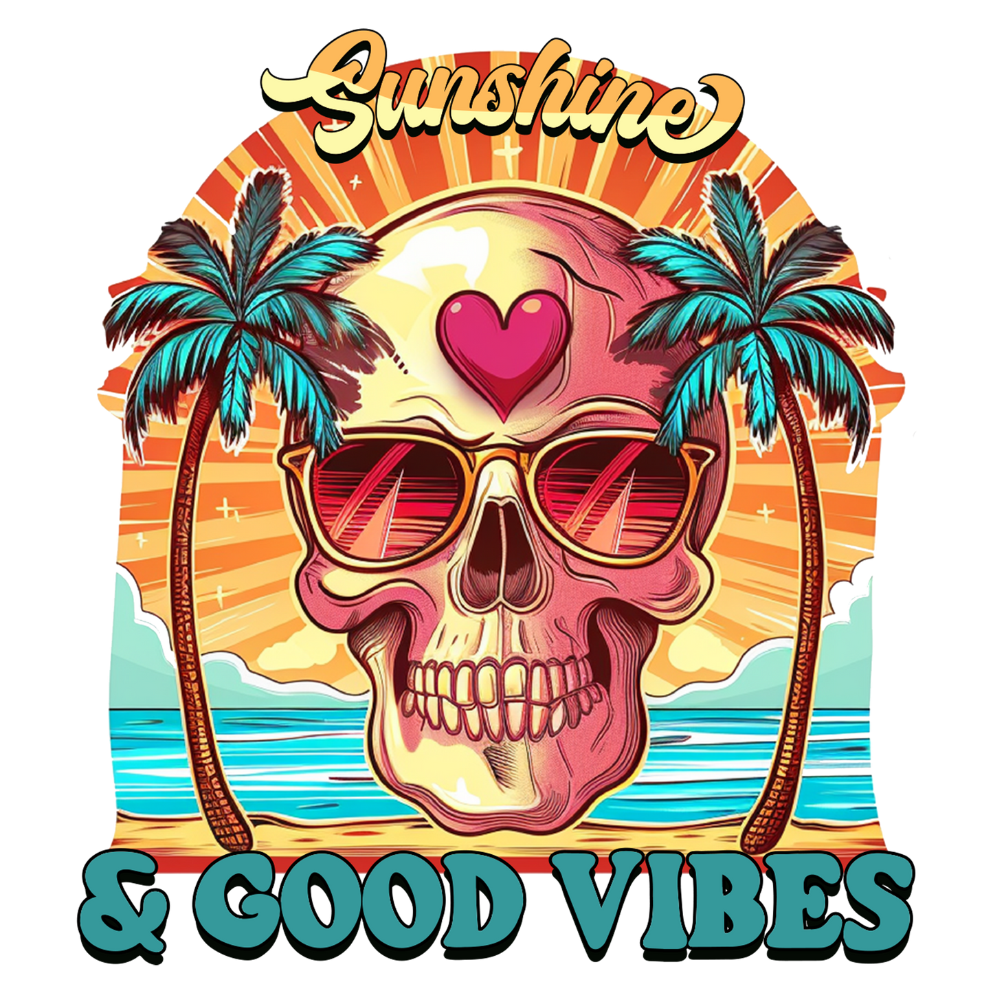 Sunshine & Good Vibes Skull Decal