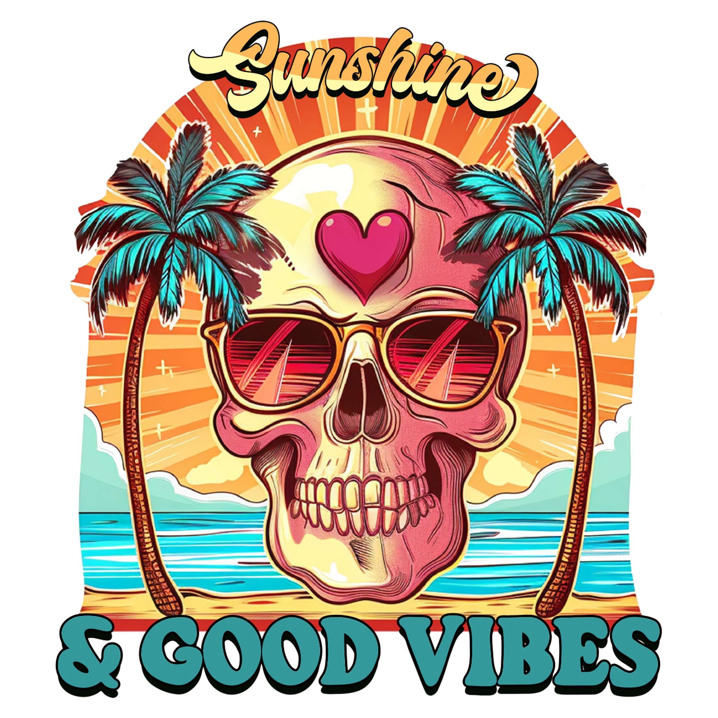 Sunshine & Good Vibes Skull Decal