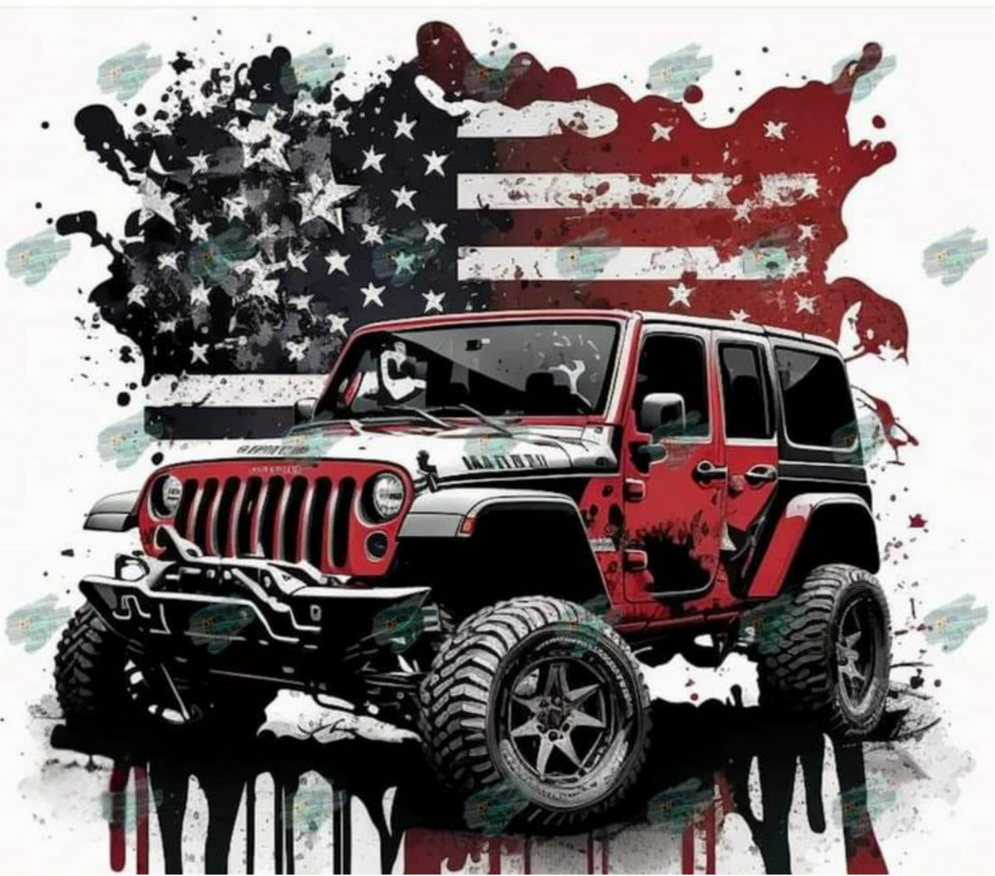 American Flag Jeep