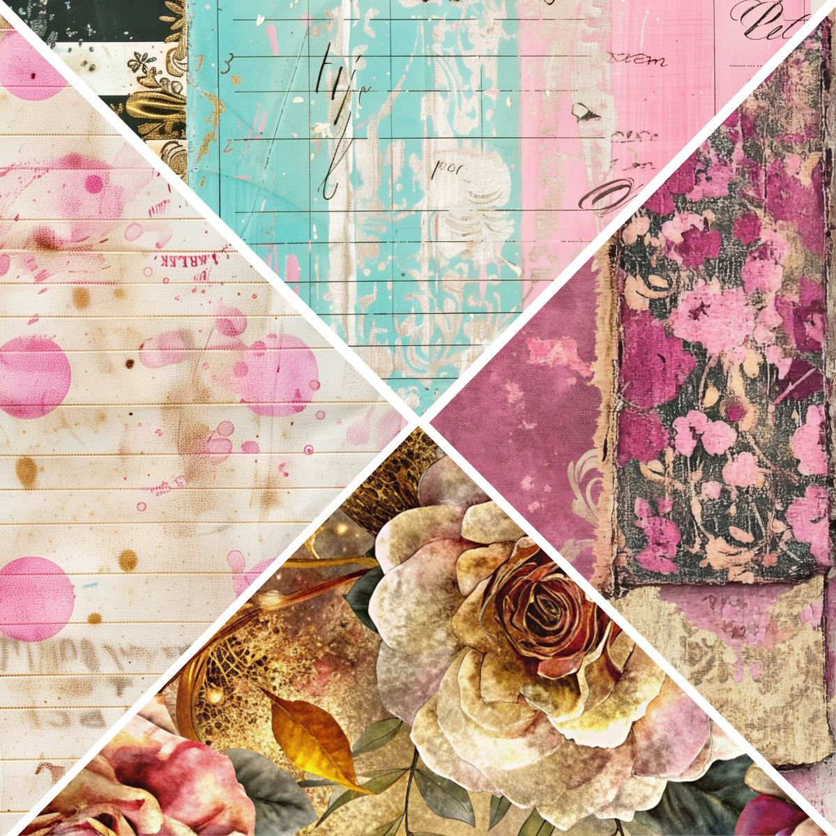 Vintage Floral Collection- Vinyl 3 Mixed Media