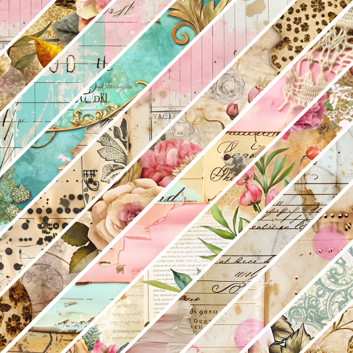 Vintage Floral Collection- Vinyl 11 Mixed Media