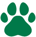 Whimsical Dog 1 -Green Pawprint