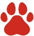 Whimsical Dog 1 -Red Pawprint