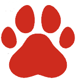 Whimsical Dog 1 -Red Pawprint