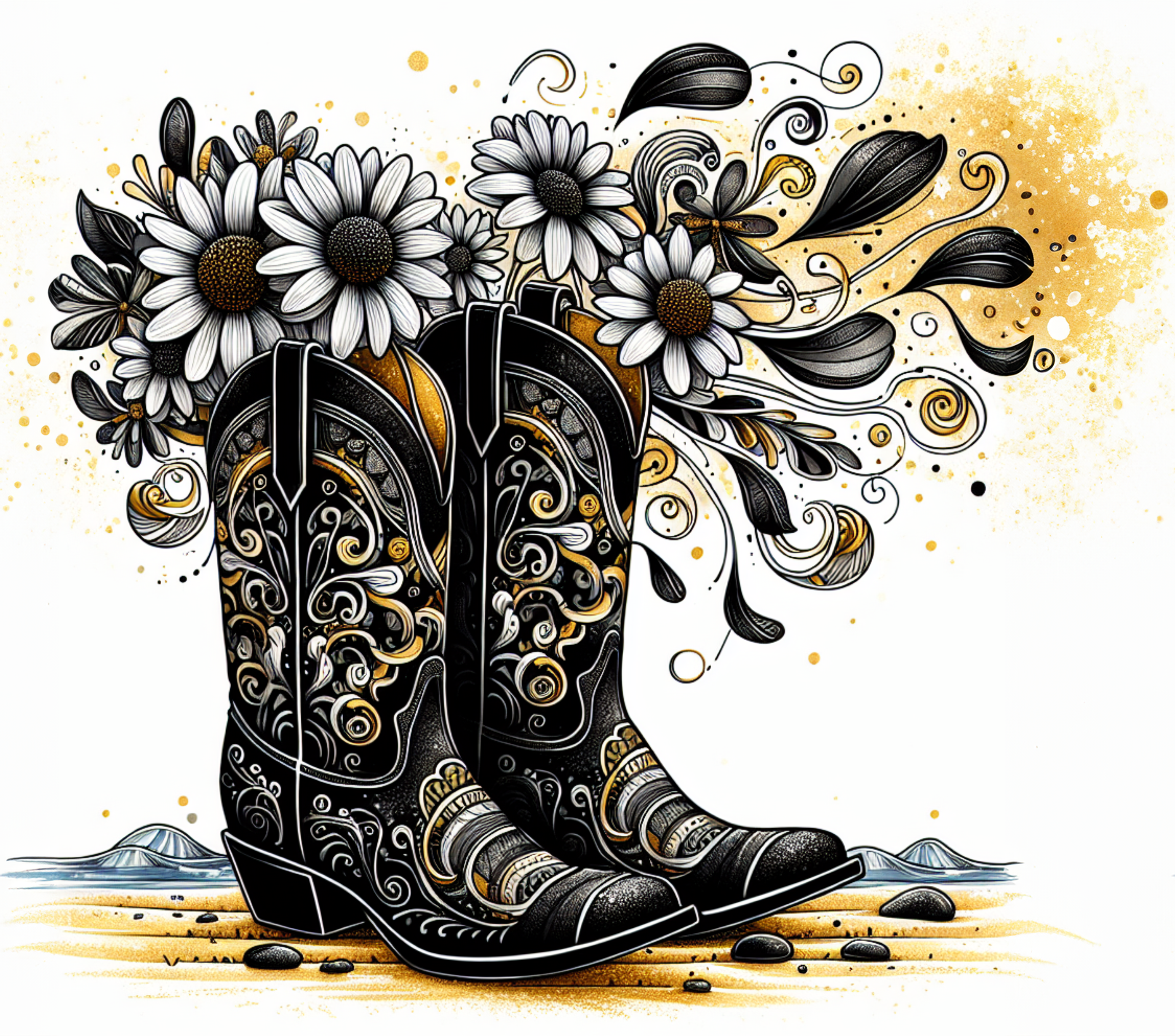 Boots with Daisies