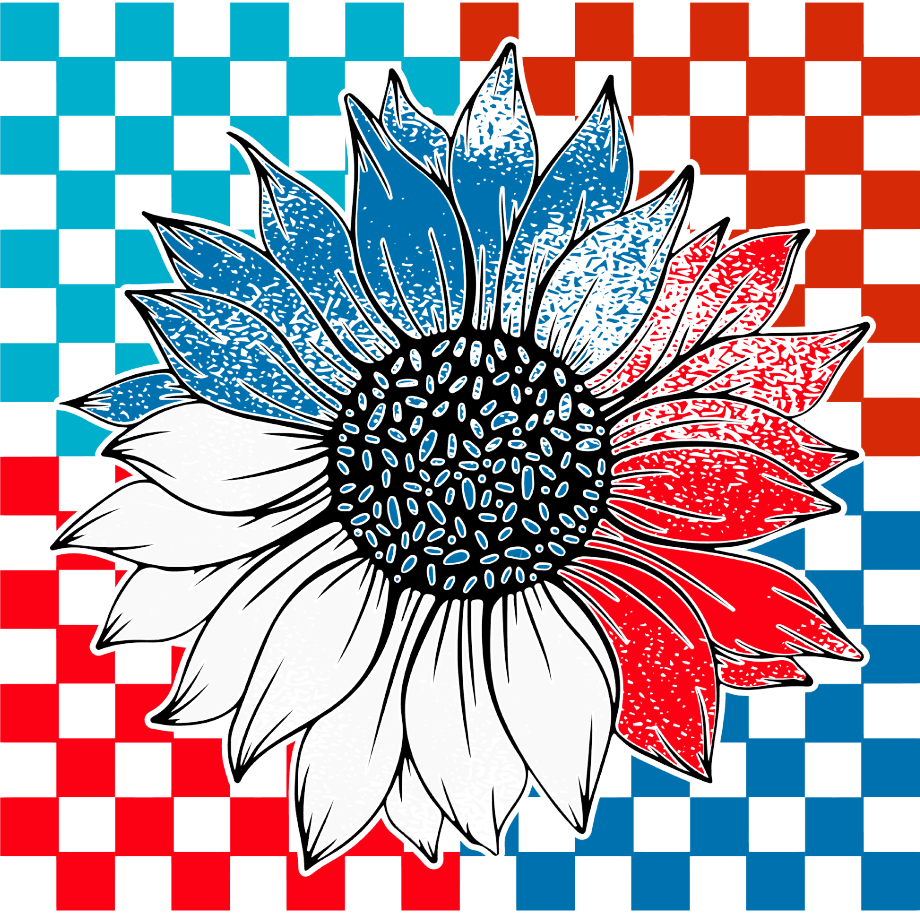Checkered Grunge Sunflower Decal