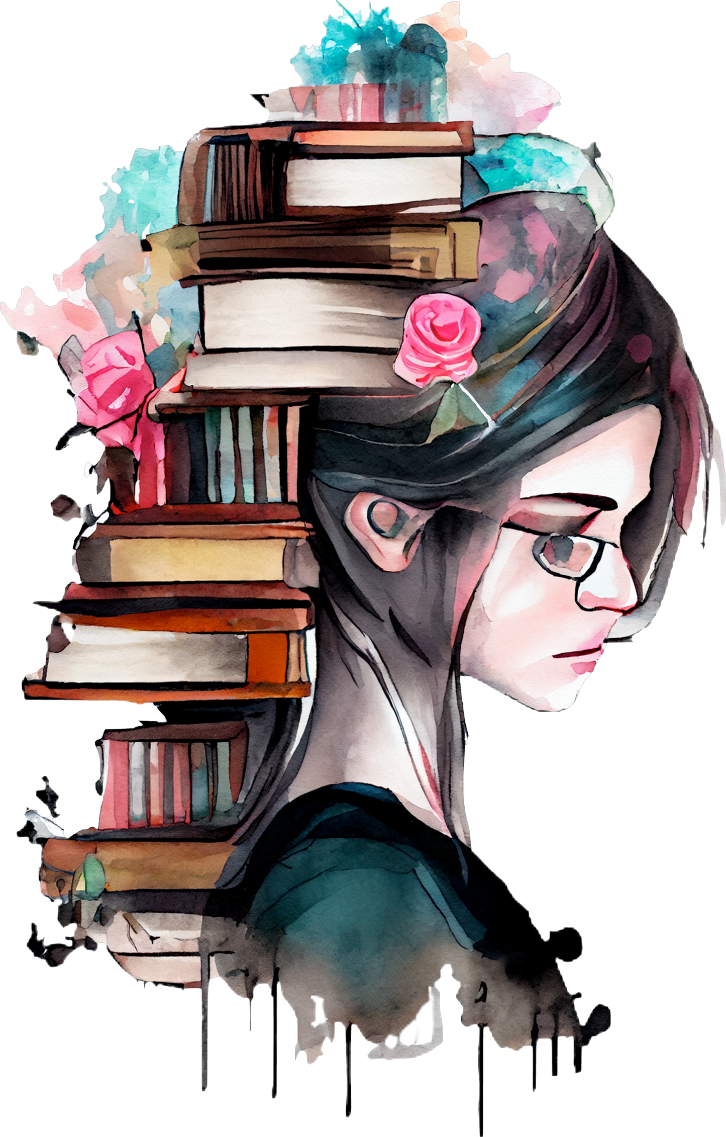 Girl with Books Decal