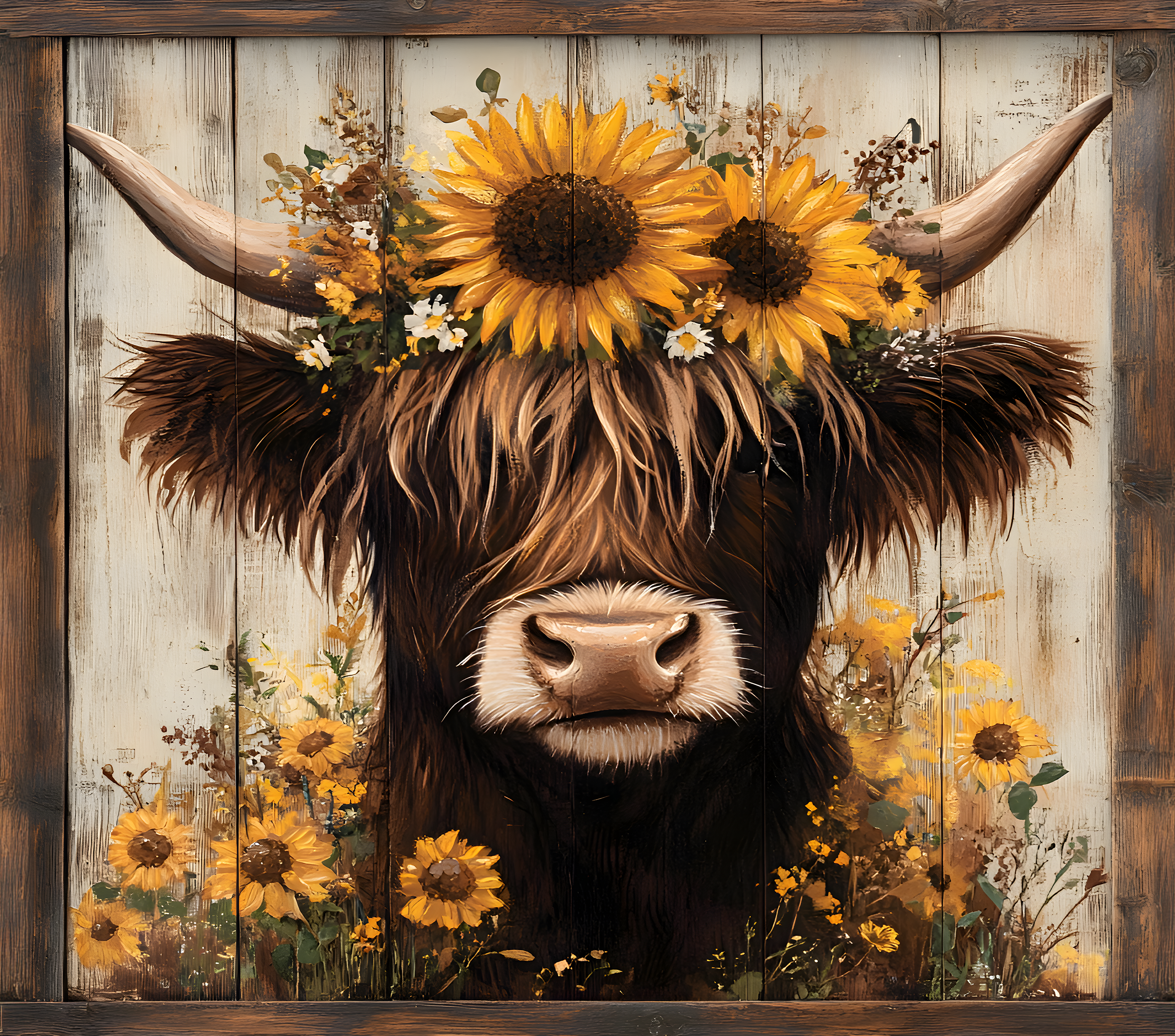 Highland Cow w Sunflower