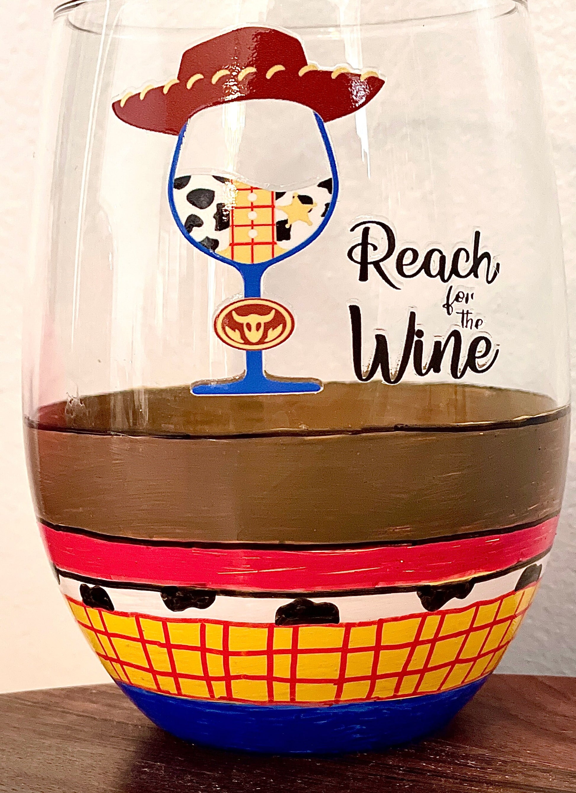 Woody-Toy Story inspired wine glass